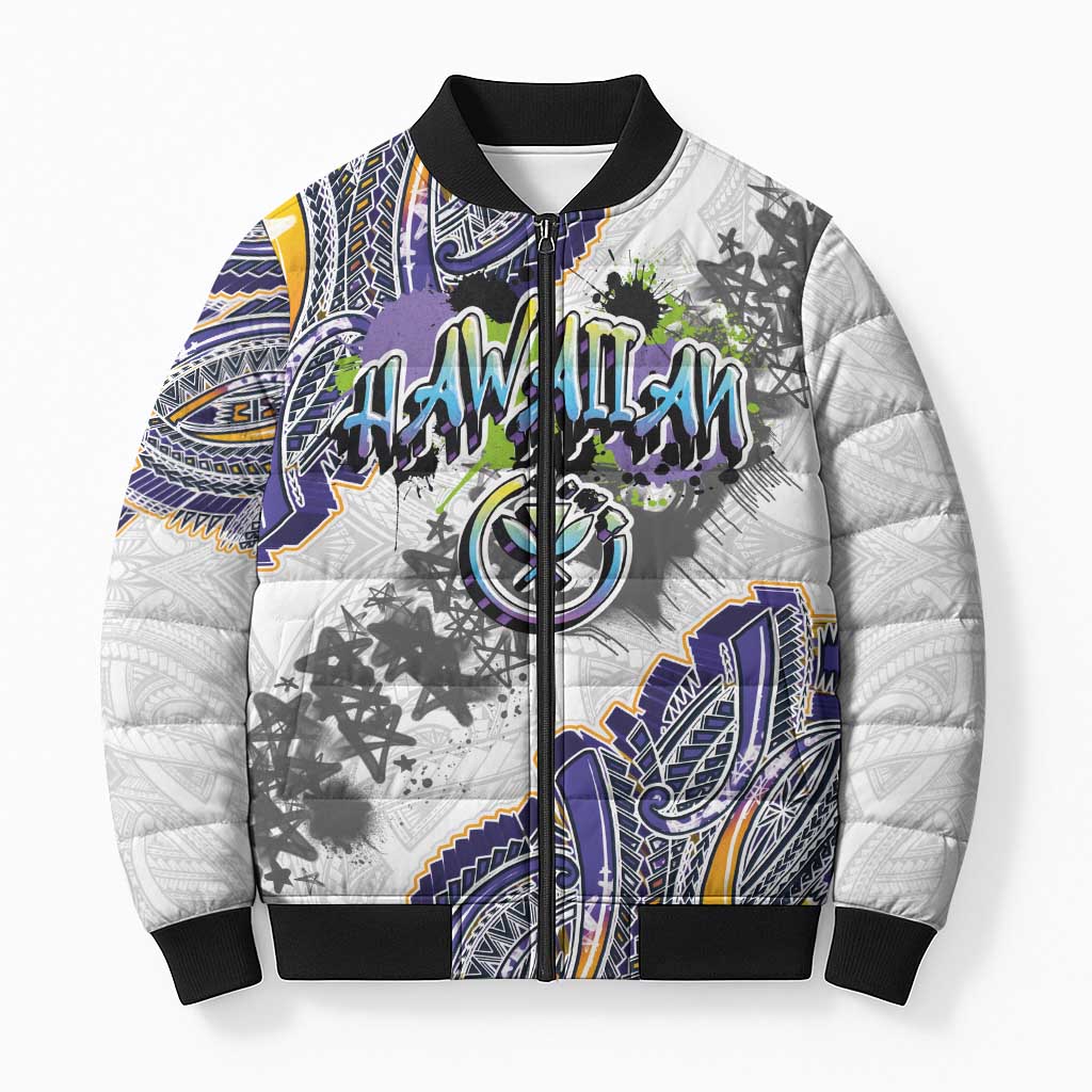Traditional Art Hawaiian Kakau Tattoos Bomber Puffer Jacket Graffiti Style - Polynesian Pride