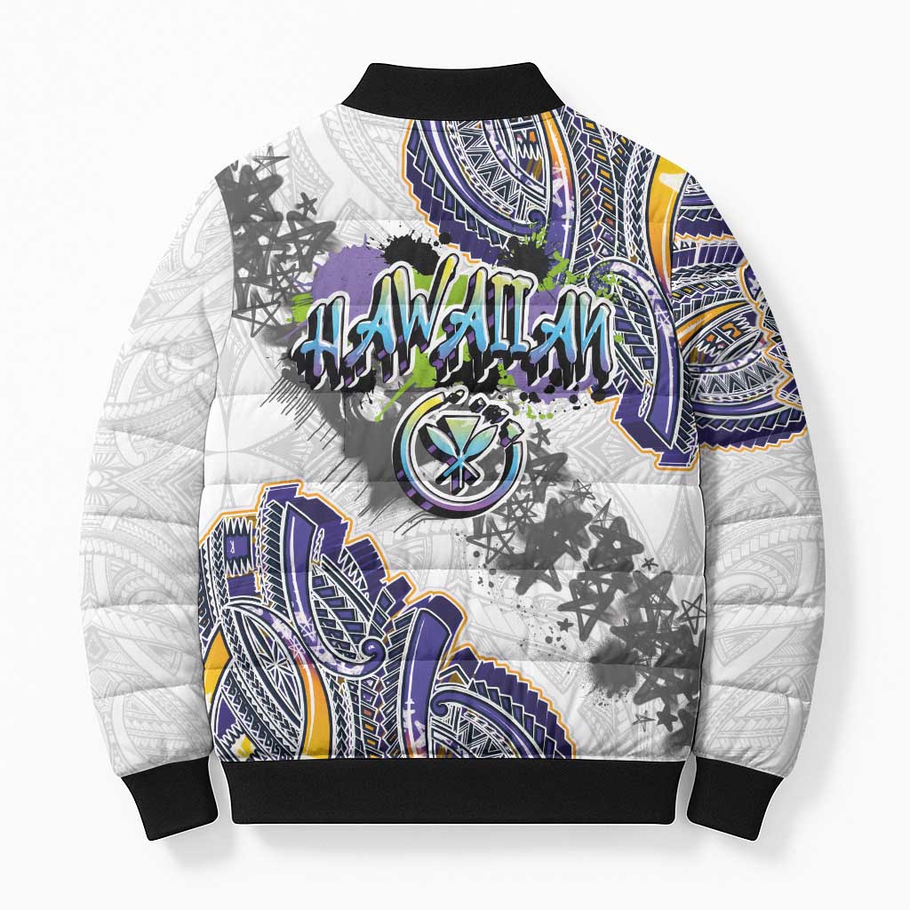 Traditional Art Hawaiian Kakau Tattoos Bomber Puffer Jacket Graffiti Style - Polynesian Pride