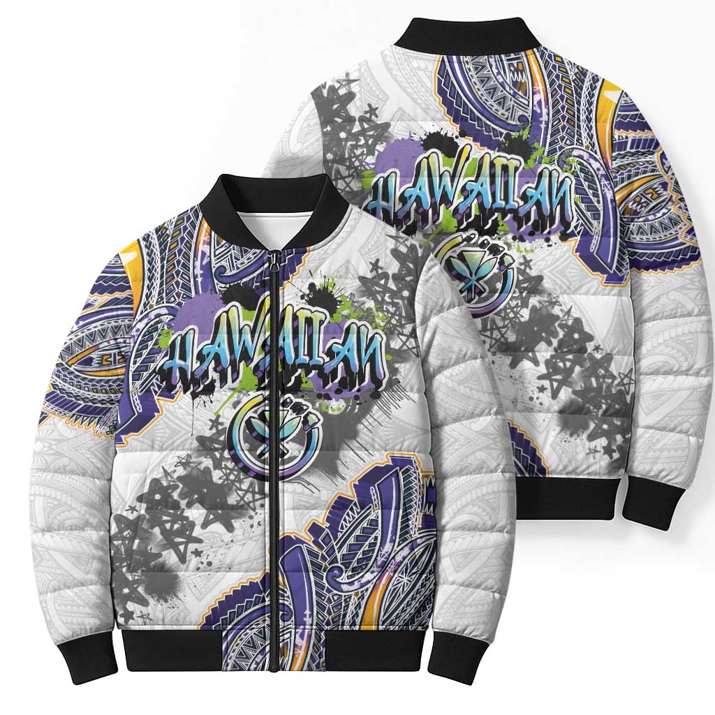 Traditional Art Hawaiian Kakau Tattoos Bomber Puffer Jacket Graffiti Style - Polynesian Pride