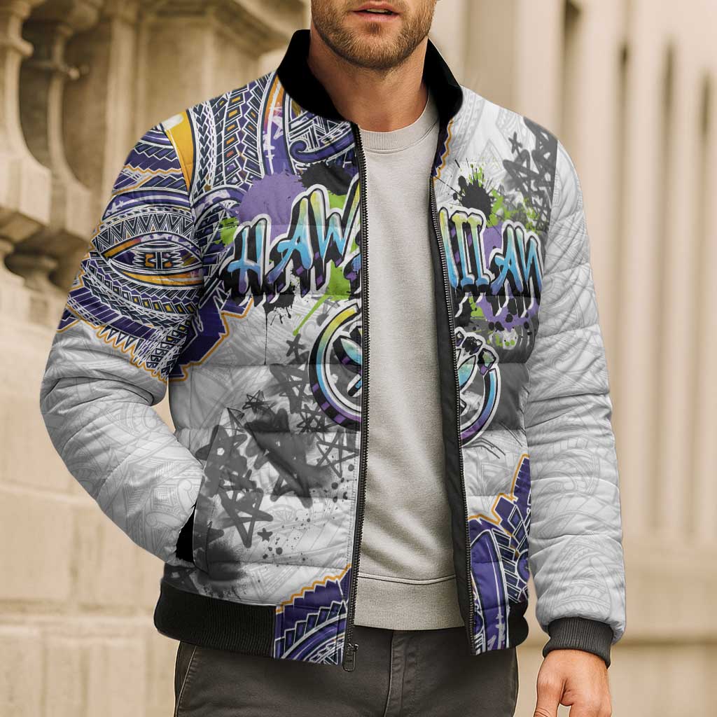 Traditional Art Hawaiian Kakau Tattoos Bomber Puffer Jacket Graffiti Style - Polynesian Pride