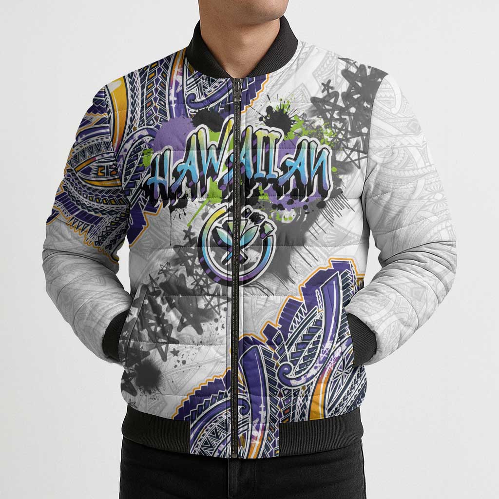 Traditional Art Hawaiian Kakau Tattoos Bomber Puffer Jacket Graffiti Style - Polynesian Pride