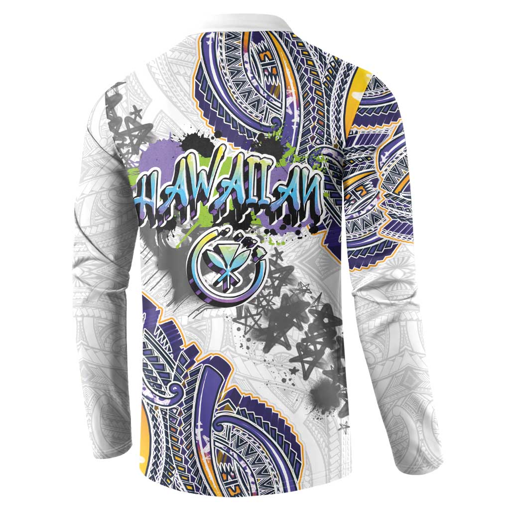 Traditional Art Hawaiian Kakau Tattoos Button Sweatshirt Graffiti Style - Polynesian Pride