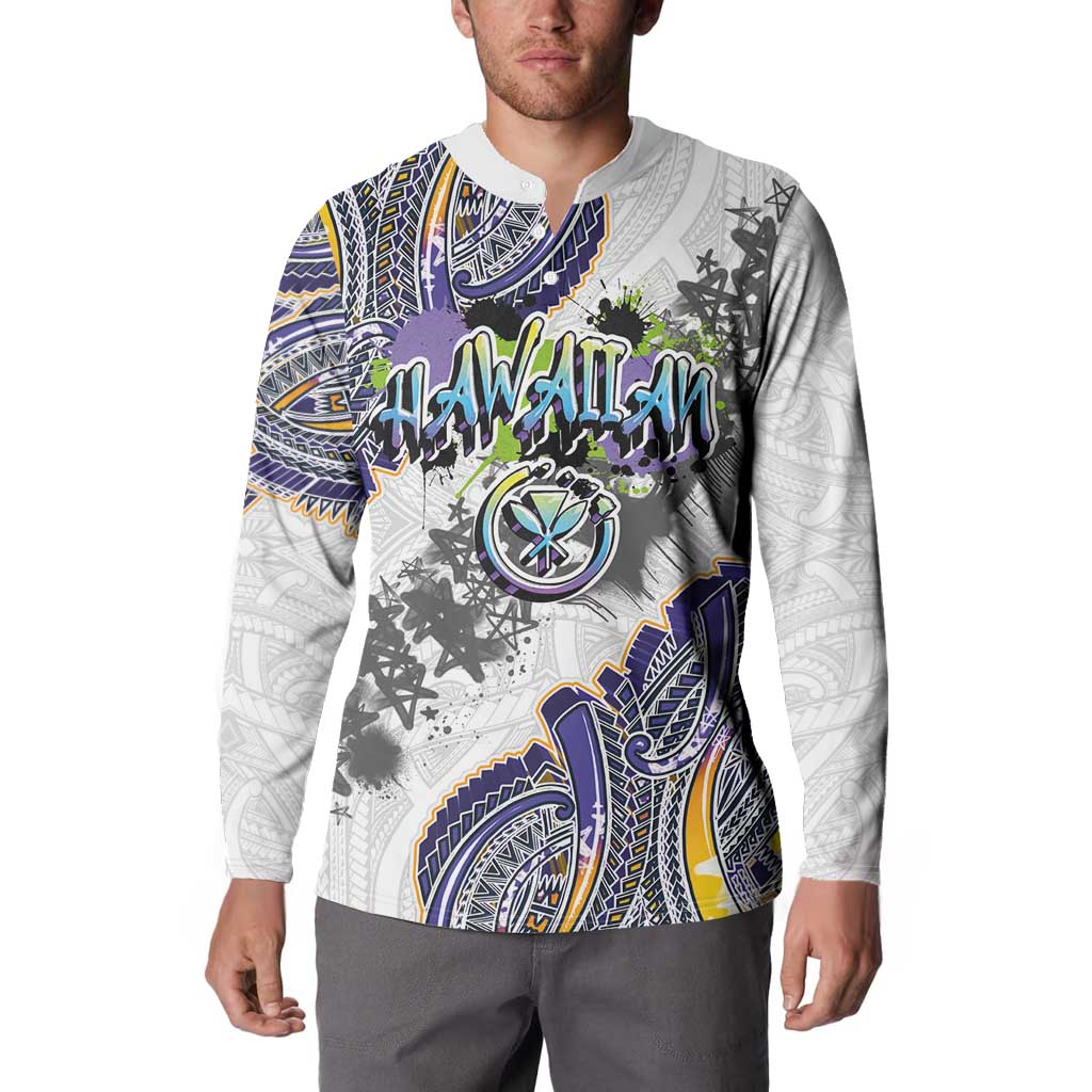 Traditional Art Hawaiian Kakau Tattoos Button Sweatshirt Graffiti Style - Polynesian Pride
