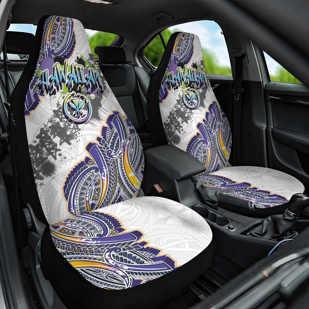 Traditional Art Hawaiian Kakau Tattoos Car Seat Cover Graffiti Style - Polynesian Pride