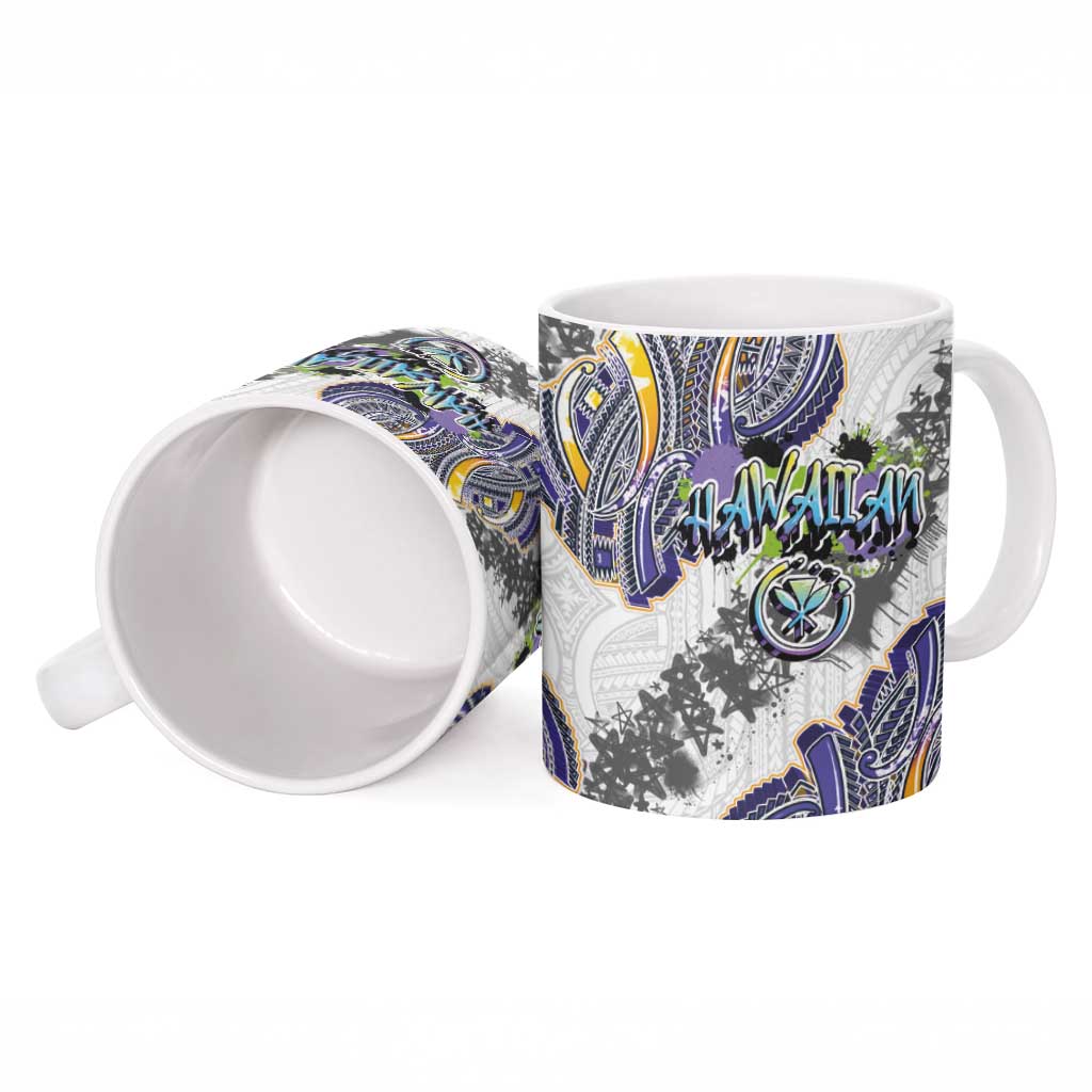 Traditional Art Hawaiian Kakau Tattoos Ceramic Mug Graffiti Style - Polynesian Pride