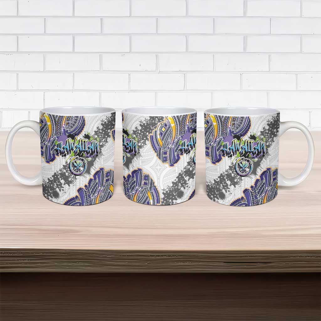 Traditional Art Hawaiian Kakau Tattoos Ceramic Mug Graffiti Style - Polynesian Pride