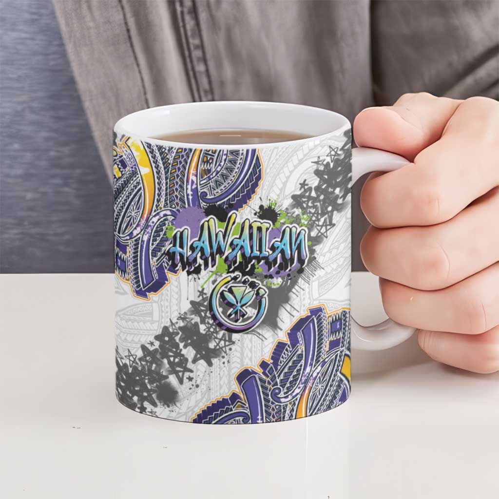 Traditional Art Hawaiian Kakau Tattoos Ceramic Mug Graffiti Style - Polynesian Pride