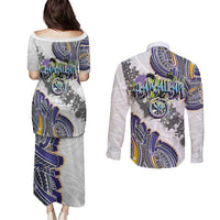 Traditional Art Hawaiian Kakau Tattoos Couples Matching Puletasi and Long Sleeve Button Shirt Graffiti Style - Polynesian Pride