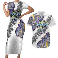 Traditional Art Hawaiian Kakau Tattoos Couples Matching Short Sleeve Bodycon Dress and Hawaiian Shirt Graffiti Style - Polynesian Pride