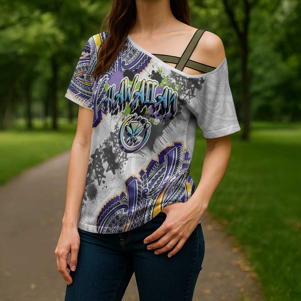 Traditional Art Hawaiian Kakau Tattoos Cross Shoulder Shirt Graffiti Style - Polynesian Pride