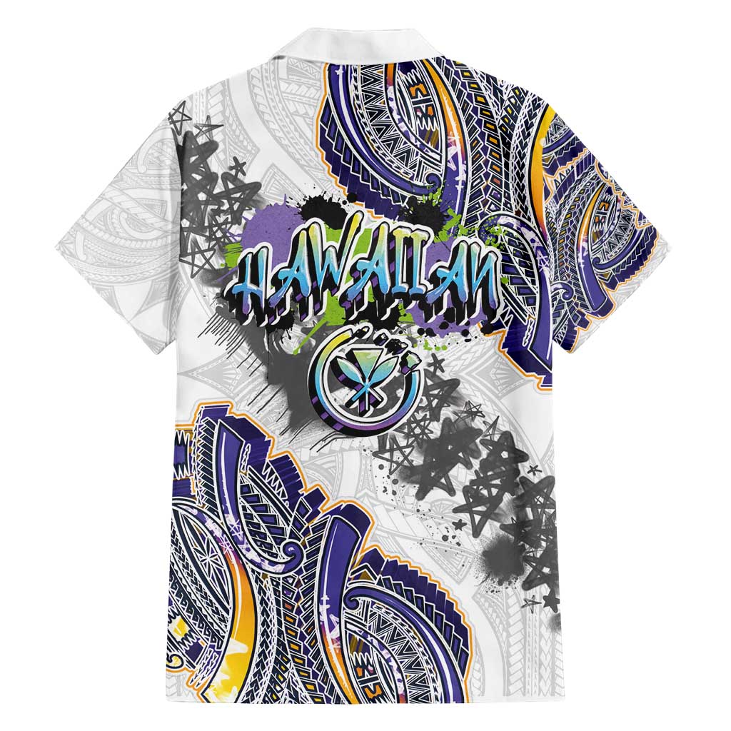 Traditional Art Hawaiian Kakau Tattoos Family Matching Long Sleeve Bodycon Dress and Hawaiian Shirt Graffiti Style - Polynesian Pride