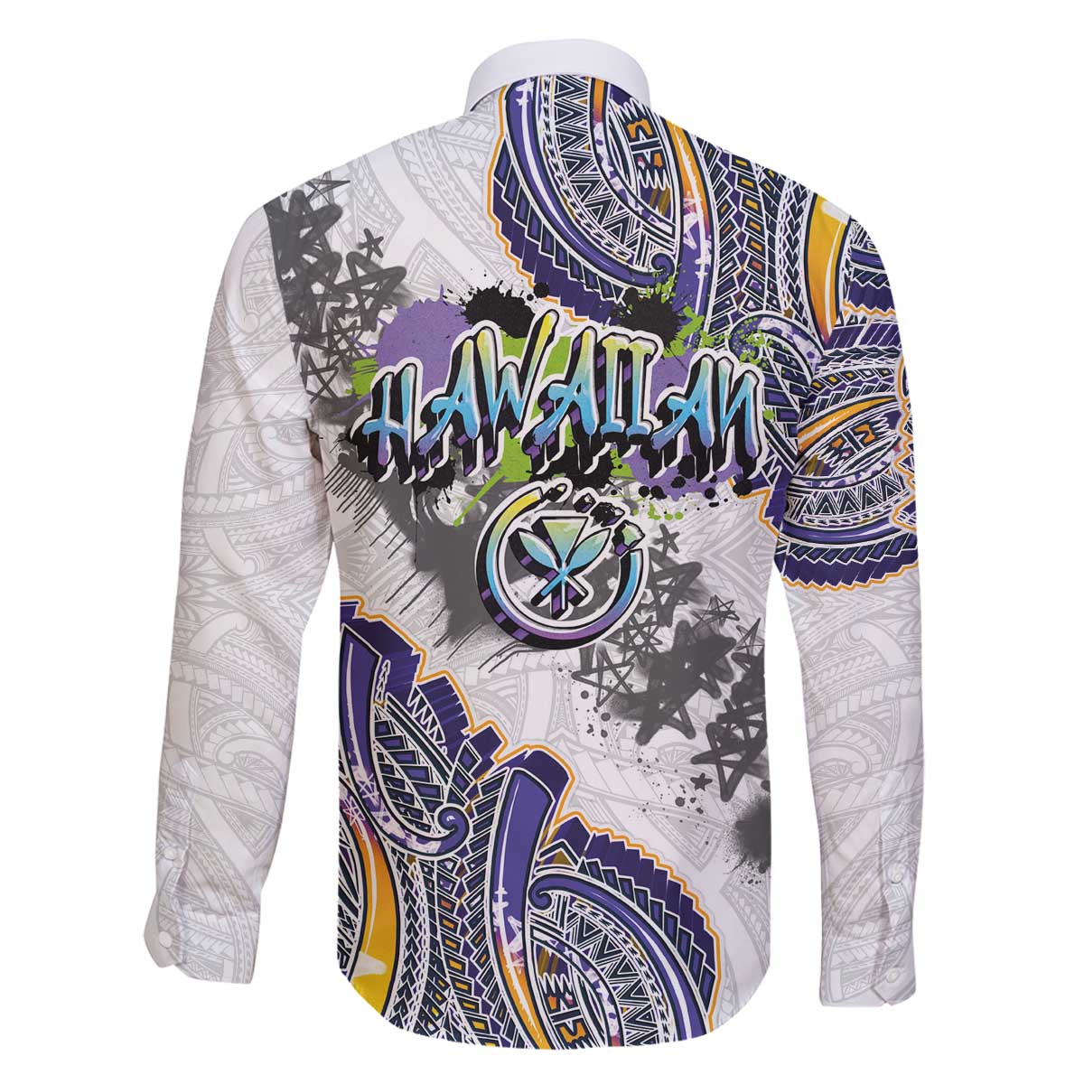 Traditional Art Hawaiian Kakau Tattoos Family Matching Off The Shoulder Long Sleeve Dress and Hawaiian Shirt Graffiti Style - Polynesian Pride