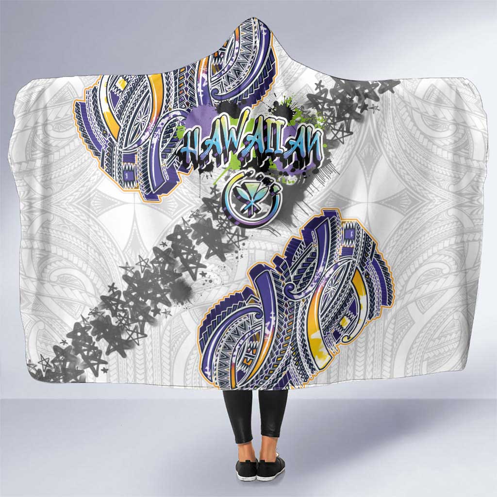 Traditional Art Hawaiian Kakau Tattoos Hooded Blanket Graffiti Style - Polynesian Pride