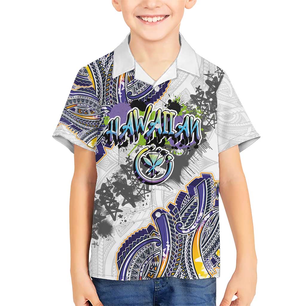 Traditional Art Hawaiian Kakau Tattoos Kid Hawaiian Shirt Graffiti Style - Polynesian Pride