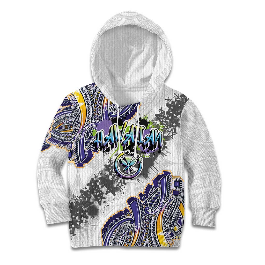 Traditional Art Hawaiian Kakau Tattoos Kid Hoodie Graffiti Style - Polynesian Pride