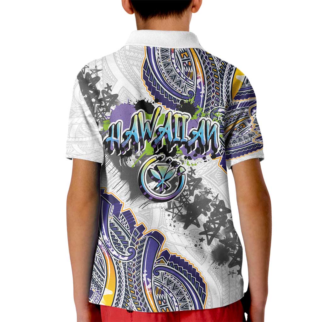 Traditional Art Hawaiian Kakau Tattoos Kid Polo Shirt Graffiti Style - Polynesian Pride