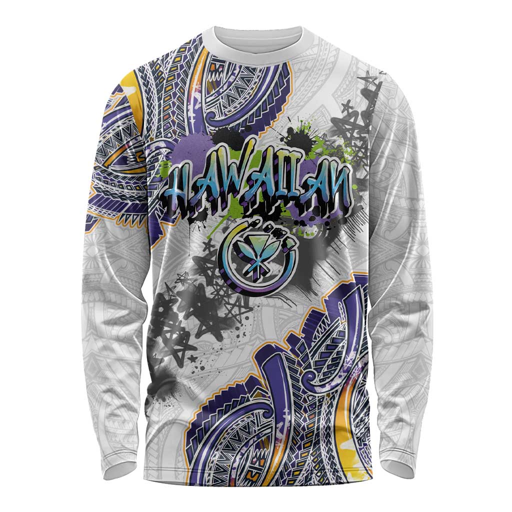 Traditional Art Hawaiian Kakau Tattoos Long Sleeve Shirt Graffiti Style - Polynesian Pride