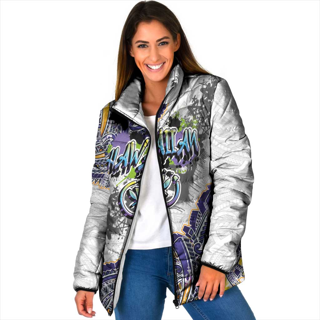 Traditional Art Hawaiian Kakau Tattoos Padded Jacket Graffiti Style - Polynesian Pride