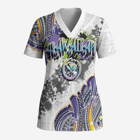 Traditional Art Hawaiian Kakau Tattoos Scrub Top Graffiti Style - Polynesian Pride