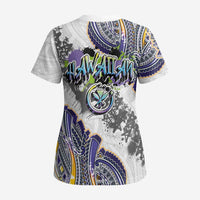 Traditional Art Hawaiian Kakau Tattoos Scrub Top Graffiti Style - Polynesian Pride