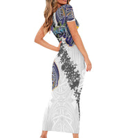 Traditional Art Hawaiian Kakau Tattoos Short Sleeve Bodycon Dress Graffiti Style - Polynesian Pride