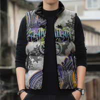 Traditional Art Hawaiian Kakau Tattoos Sleeveless Puffer Jacket Graffiti Style - Polynesian Pride