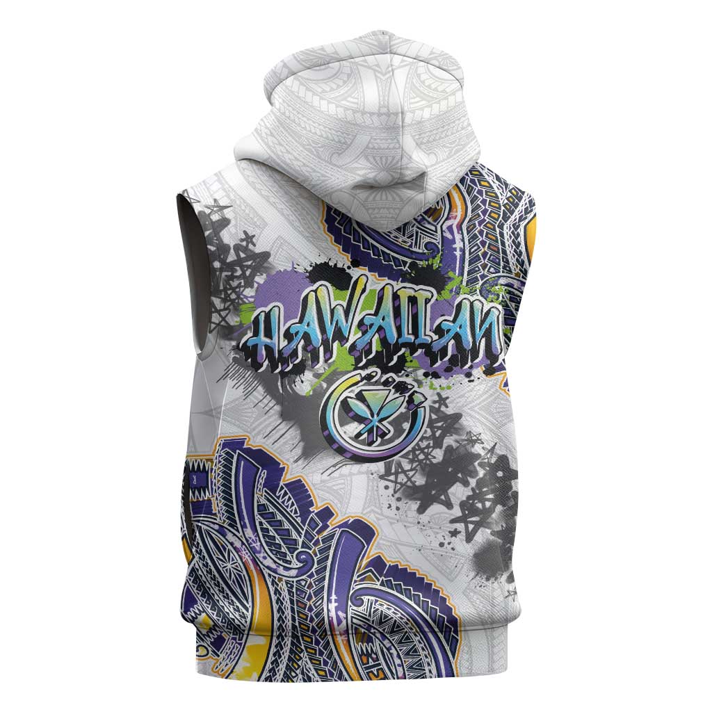 Traditional Art Hawaiian Kakau Tattoos Sleeveless Zip Hoodie Graffiti Style - Polynesian Pride