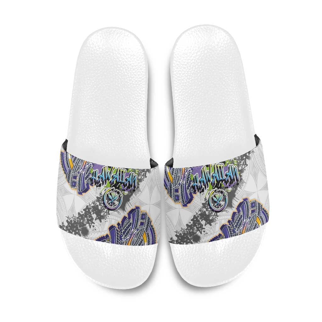 Traditional Art Hawaiian Kakau Tattoos Slide Sandals Graffiti Style - Polynesian Pride