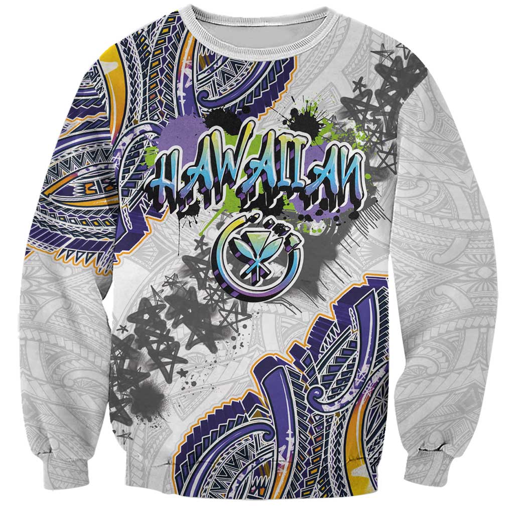 Traditional Art Hawaiian Kakau Tattoos Sweatshirt Graffiti Style - Polynesian Pride