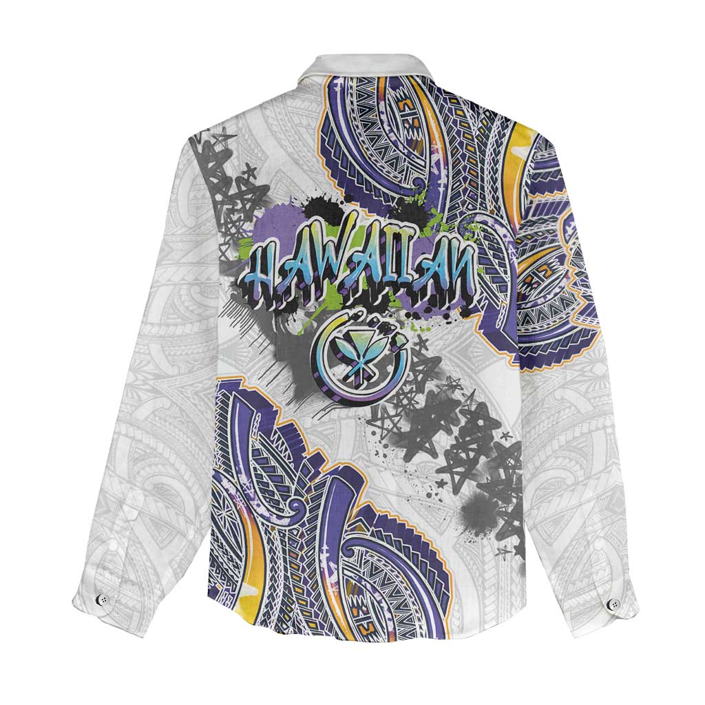 Traditional Art Hawaiian Kakau Tattoos Women Casual Shirt Graffiti Style - Polynesian Pride