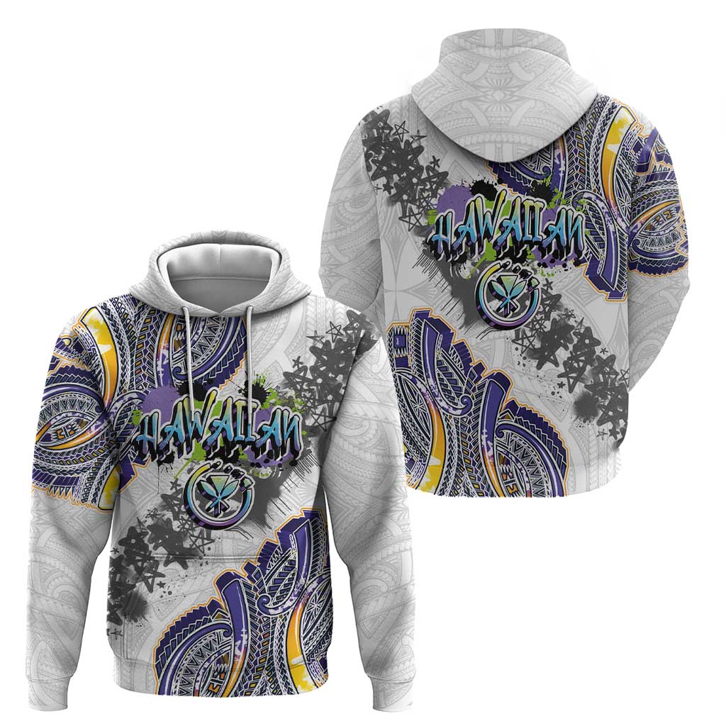 Traditional Art Hawaiian Kakau Tattoos Zip Hoodie Graffiti Style - Polynesian Pride