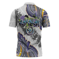 Traditional Art Hawaiian Kakau Tattoos Zipper Polo Shirt Graffiti Style - Polynesian Pride