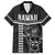 Custom Hawaii Warrior Family Matching Off Shoulder Long Sleeve Dress and Hawaiian Shirt Kakau Quilt Pattern LT03 Dad's Shirt - Short Sleeve Black - Polynesian Pride