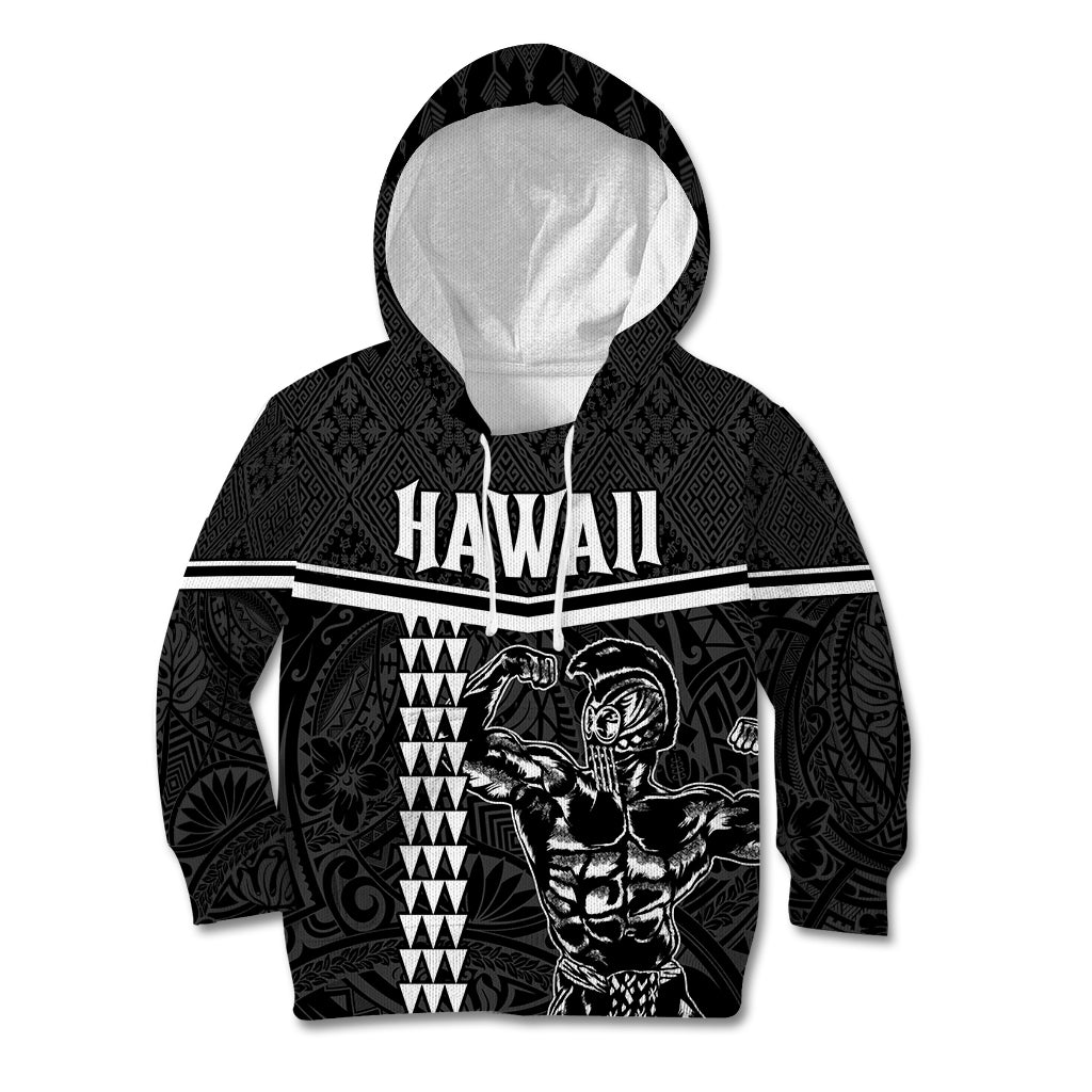 Custom Hawaii Warrior Kid Hoodie Kakau Quilt Pattern LT03 Hoodie Black - Polynesian Pride