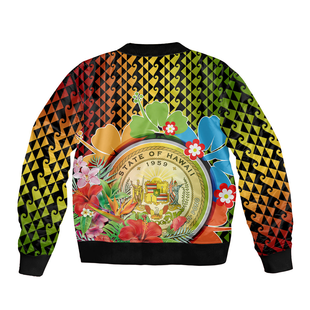 Hawaii Womens Day Wahine Bomber Jacket Strong Beautiful Woman with Kakau Style LT03 - Polynesian Pride