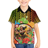 Hawaii Womens Day Wahine Kid Hawaiian Shirt Strong Beautiful Woman with Kakau Style LT03 Kid Red - Polynesian Pride