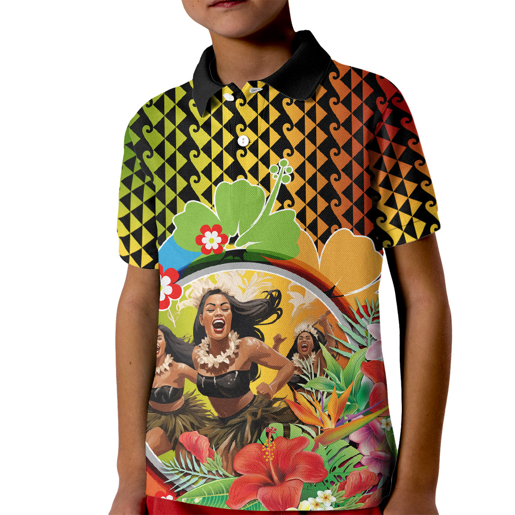 Hawaii Womens Day Wahine Kid Polo Shirt Strong Beautiful Woman with Kakau Style LT03 Kid Red - Polynesian Pride