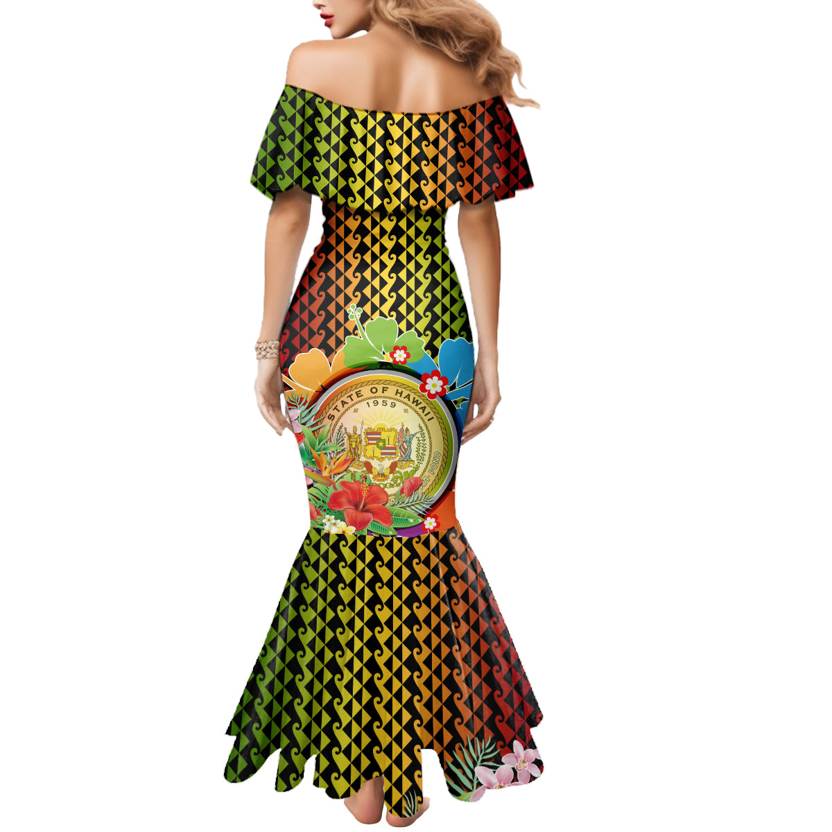 Hawaii Womens Day Wahine Mermaid Dress Strong Beautiful Woman with Kakau Style LT03 - Polynesian Pride