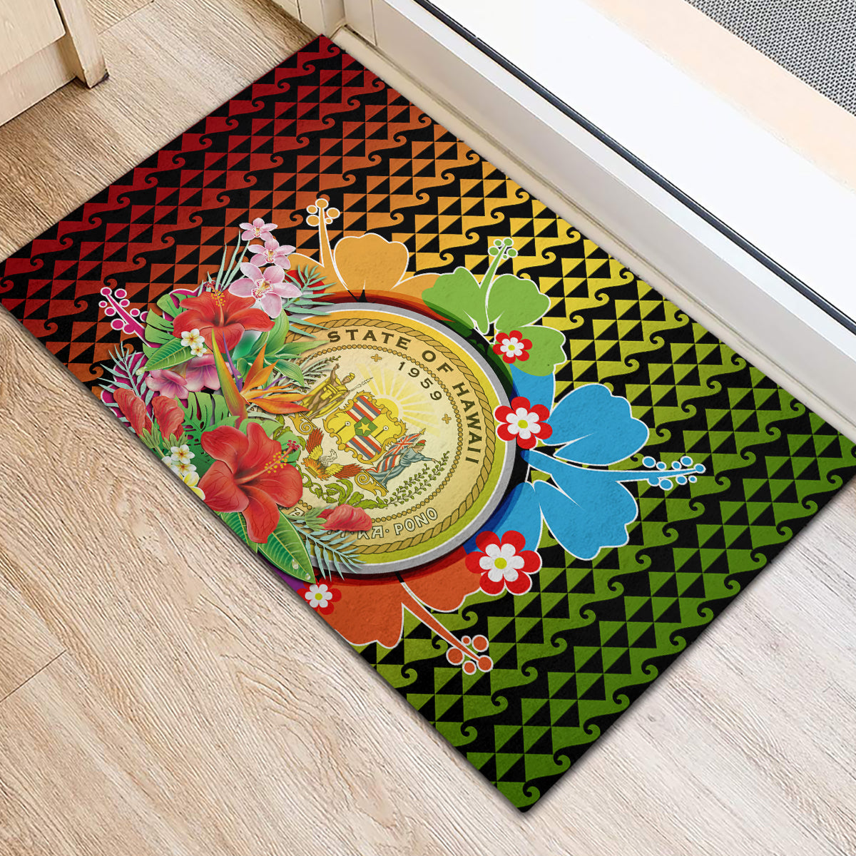 Hawaii Womens Day Wahine Rubber Doormat Strong Beautiful Woman with Kakau Style LT03 - Polynesian Pride