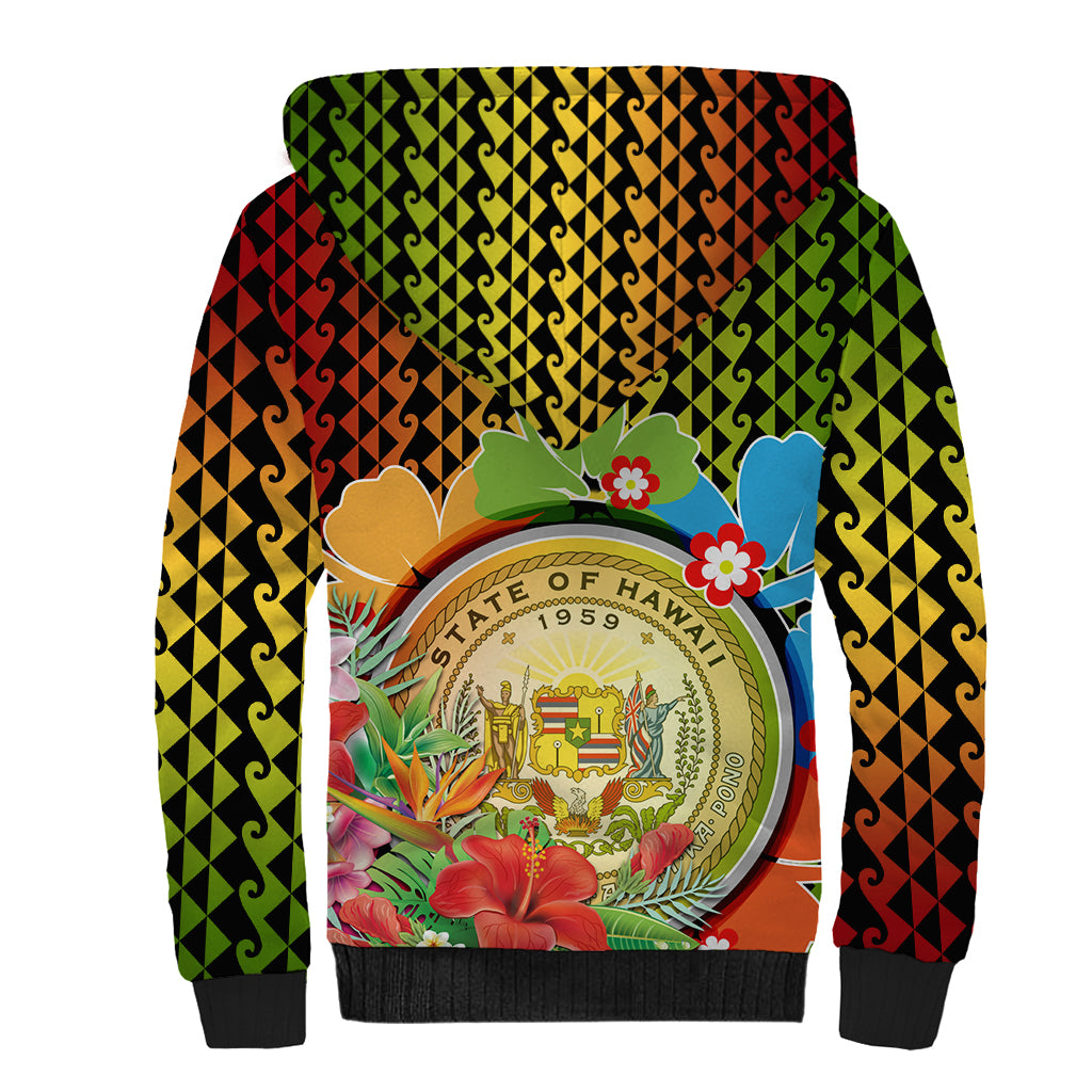 Hawaii Womens Day Wahine Sherpa Hoodie Strong Beautiful Woman with Kakau Style LT03 - Polynesian Pride