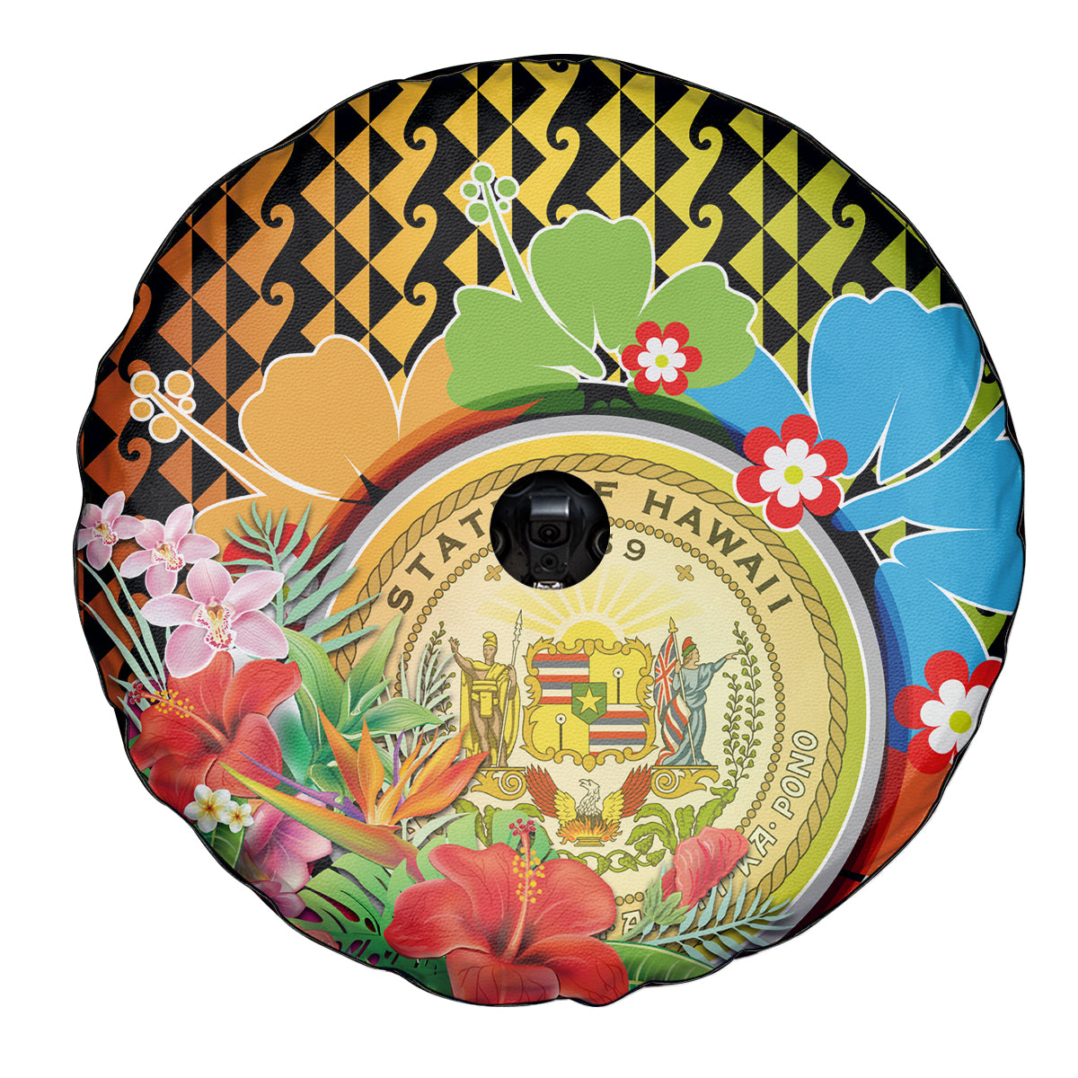 Hawaii Womens Day Wahine Spare Tire Cover Strong Beautiful Woman with Kakau Style LT03 - Polynesian Pride