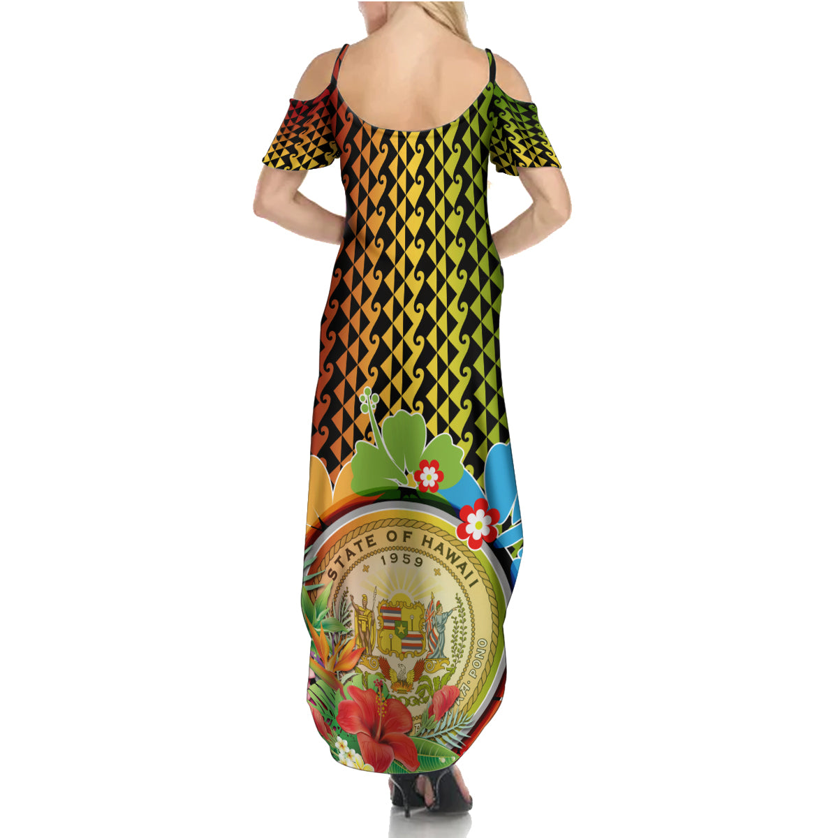 Hawaii Womens Day Wahine Summer Maxi Dress Strong Beautiful Woman with Kakau Style LT03 - Polynesian Pride