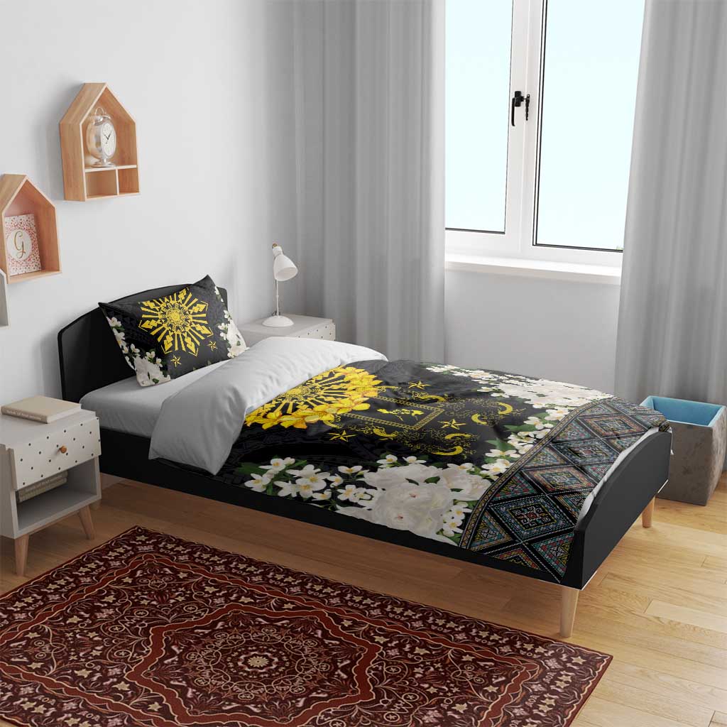 Flores de Mayo and Filipino Fiesta Bedding Set The Sun-Jasmine and Polynesian Yakan Tattoo Barong Style