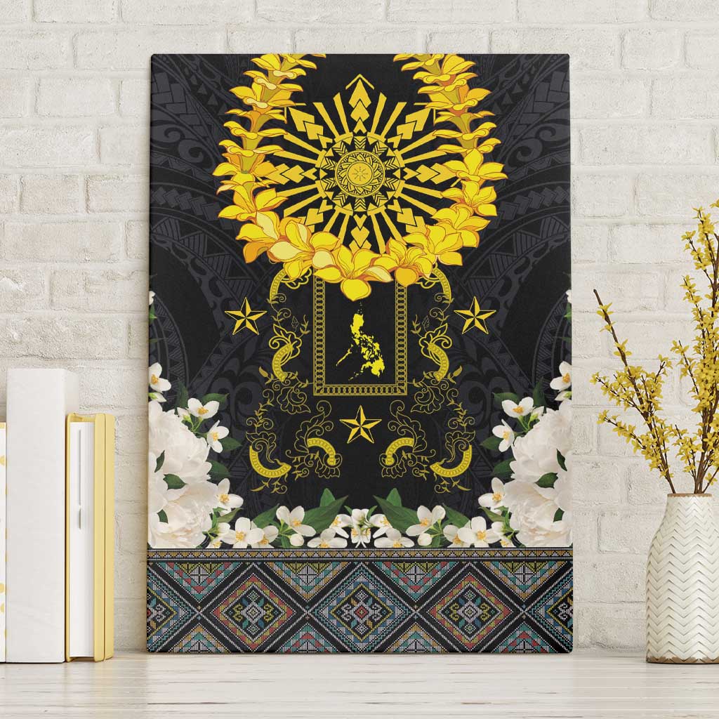Flores de Mayo and Filipino Fiesta Canvas Wall Art The Sun-Jasmine and Polynesian Yakan Tattoo Barong Style