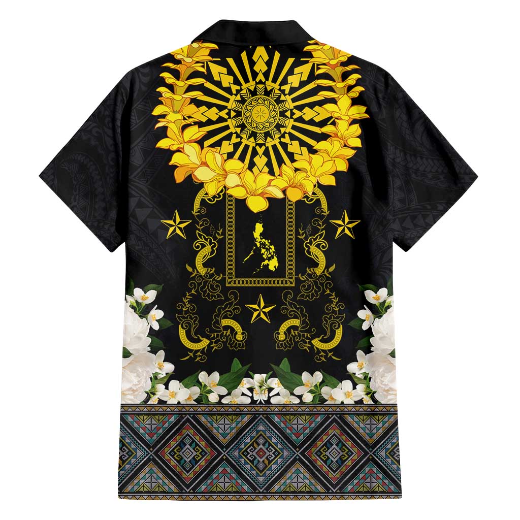 Flores de Mayo and Filipino Fiesta Family Matching Off Shoulder Maxi Dress and Hawaiian Shirt The Sun-Jasmine and Polynesian Yakan Tattoo Barong Style LT03 - Polynesian Pride