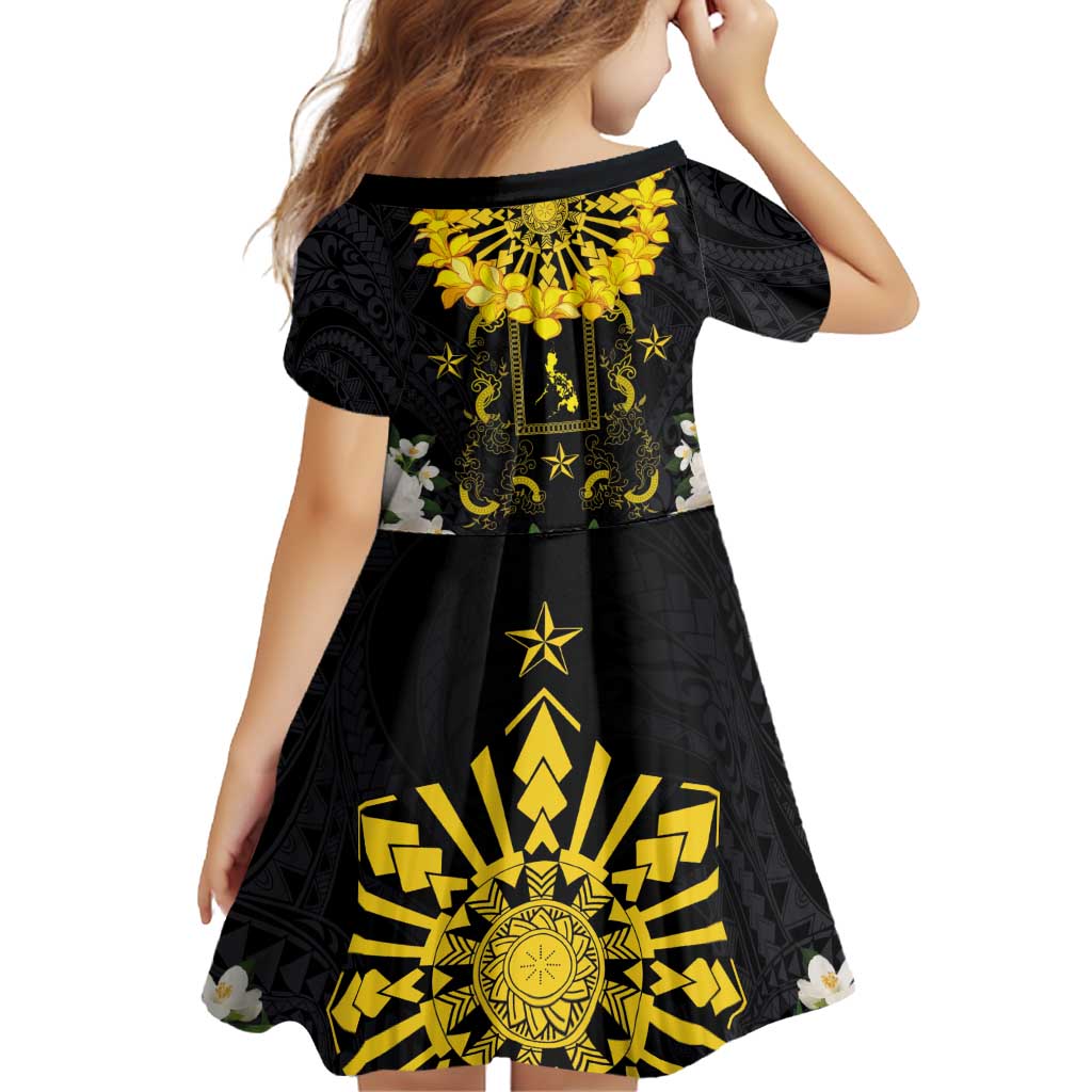 Flores de Mayo and Filipino Fiesta Family Matching Off Shoulder Short Dress and Hawaiian Shirt The Sun-Jasmine and Polynesian Yakan Tattoo Barong Style LT03 - Polynesian Pride
