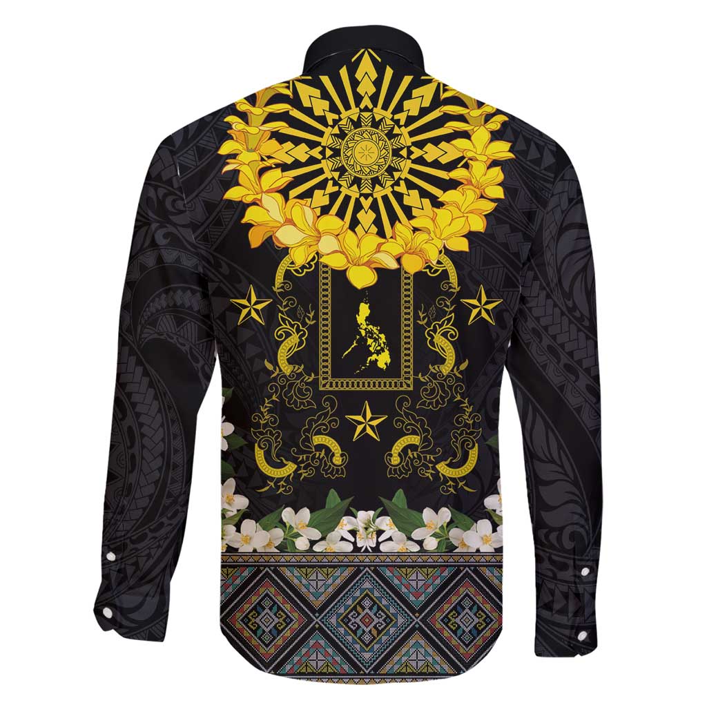 Flores de Mayo and Filipino Fiesta Family Matching Off Shoulder Short Dress and Hawaiian Shirt The Sun-Jasmine and Polynesian Yakan Tattoo Barong Style LT03 - Polynesian Pride