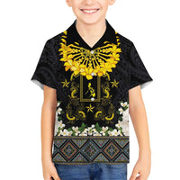 Flores de Mayo and Filipino Fiesta Family Matching Summer Maxi Dress and Hawaiian Shirt The Sun-Jasmine and Polynesian Yakan Tattoo Barong Style LT03 Son's Shirt Black - Polynesian Pride