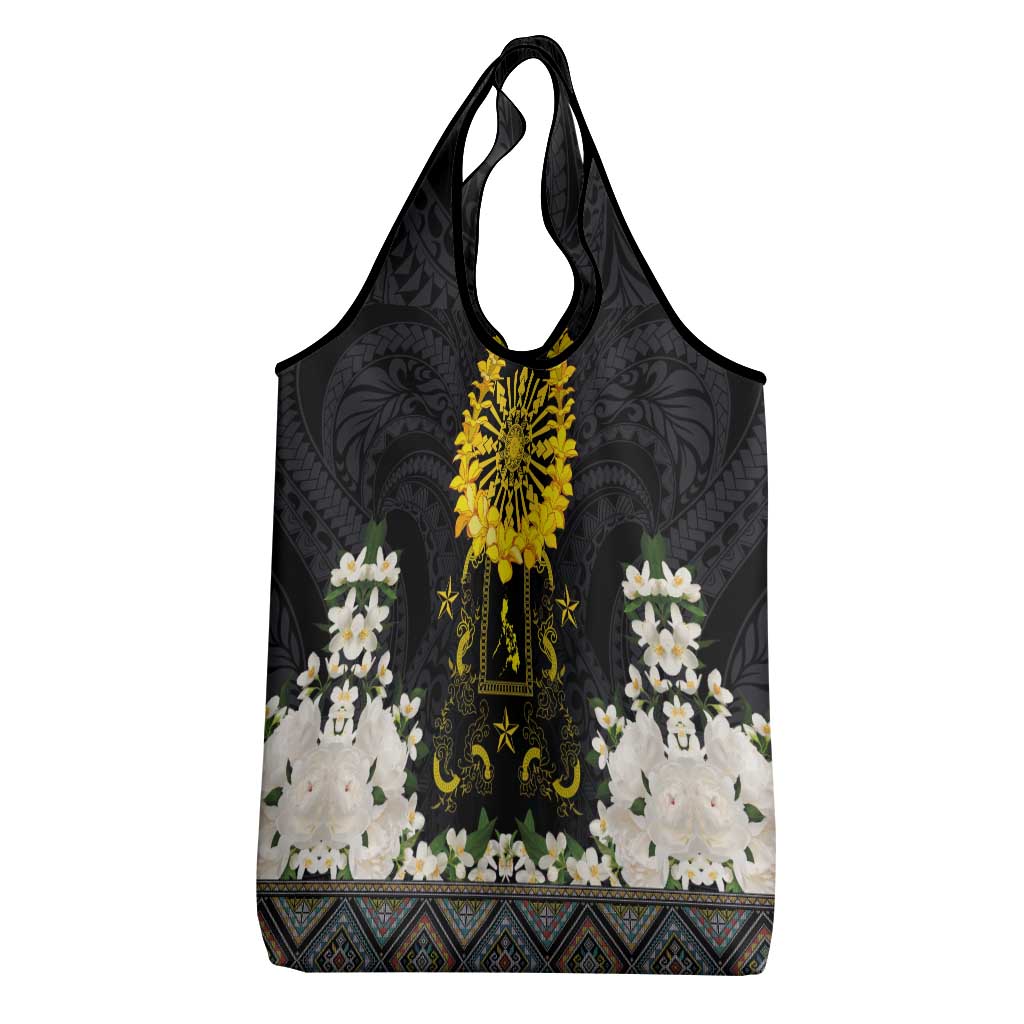 Flores de Mayo and Filipino Fiesta Grocery Bag The Sun-Jasmine and Polynesian Yakan Tattoo Barong Style