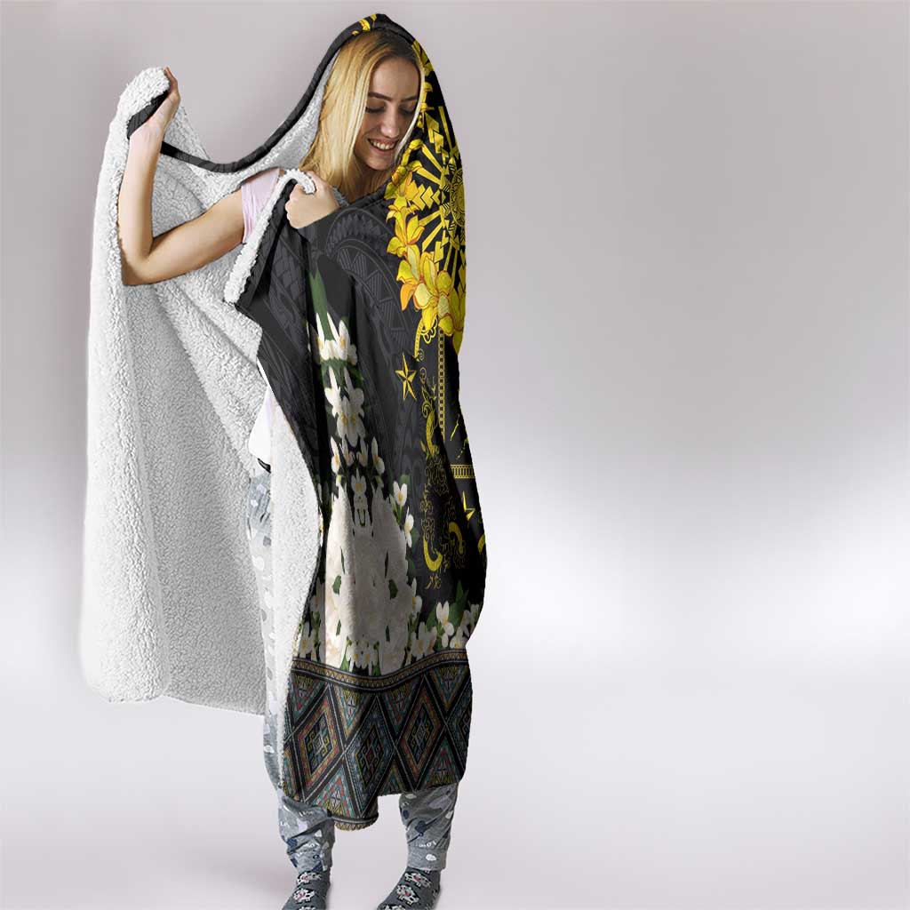 Flores de Mayo and Filipino Fiesta Hooded Blanket The Sun-Jasmine and Polynesian Yakan Tattoo Barong Style